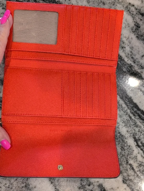 Michael Kors Orange Saffiano Leather Continental Wallet - Picture 4 of 4